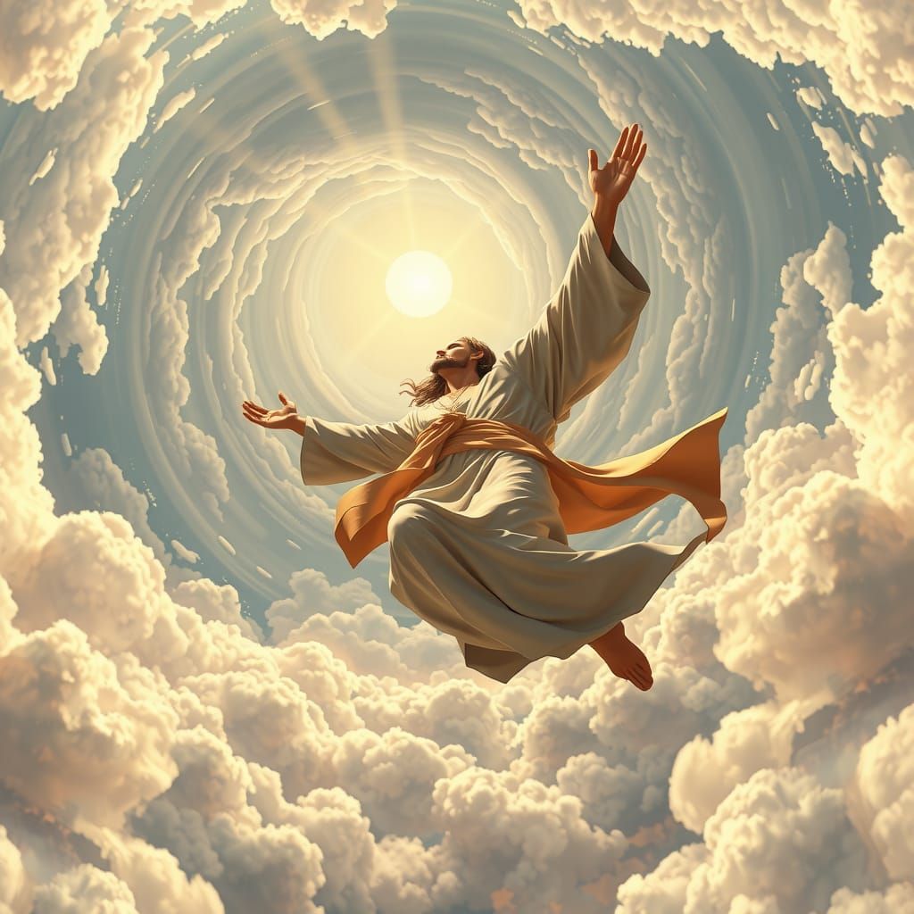 Jesus Skydiving: Anime-Inspired 3D Render