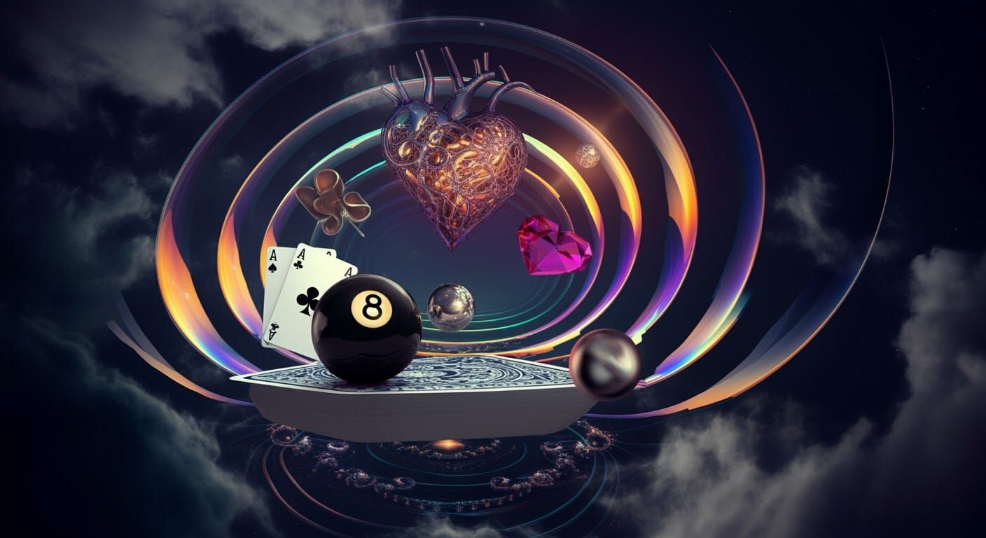 Surreal Yin-Yang Portal with Fractal Heart in 3D