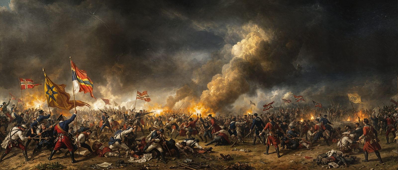 Epic Battlefield Clash in Romantic Style