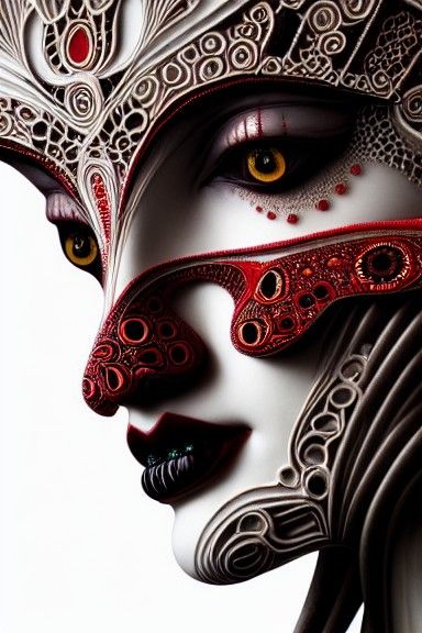 Opalescent Marble Sculpture of a Gothic Vampire Queen