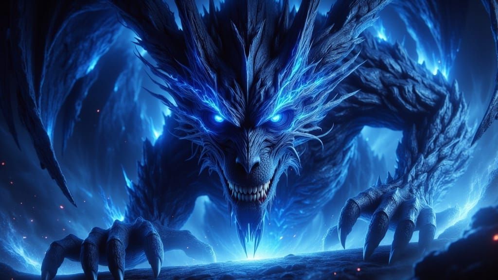 Dark Fantasy Dragon with Iridescent Scales