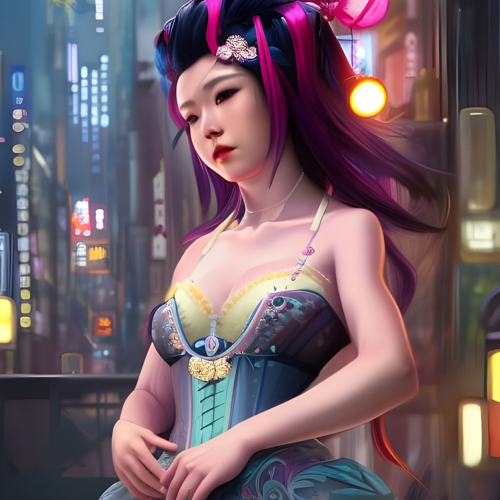 Cyberpunk Japanese Princess Portrait in 8K