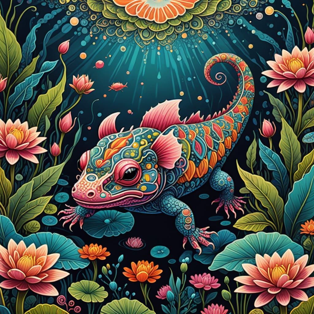 Vibrant Axolotl in Xochimilco's Canals