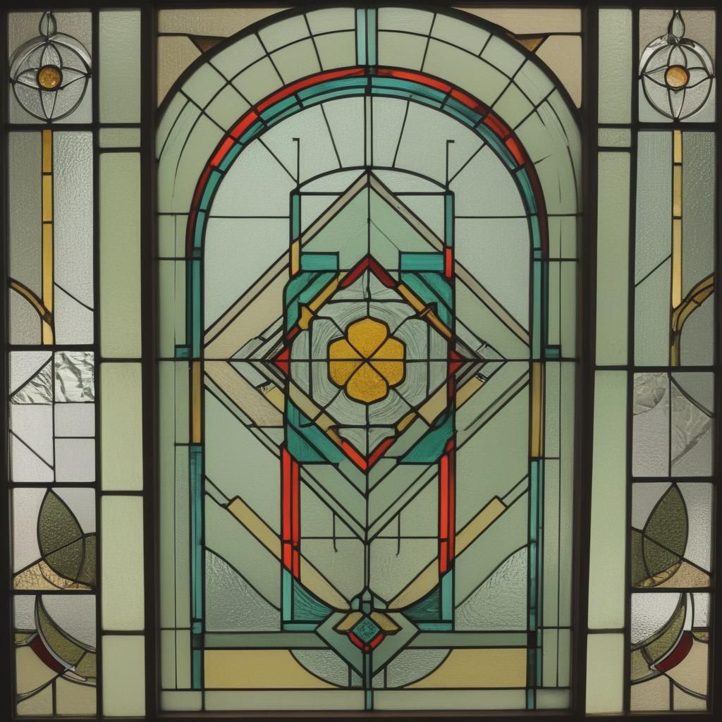Stained Glass Window in Frank Lloyd Wright Style