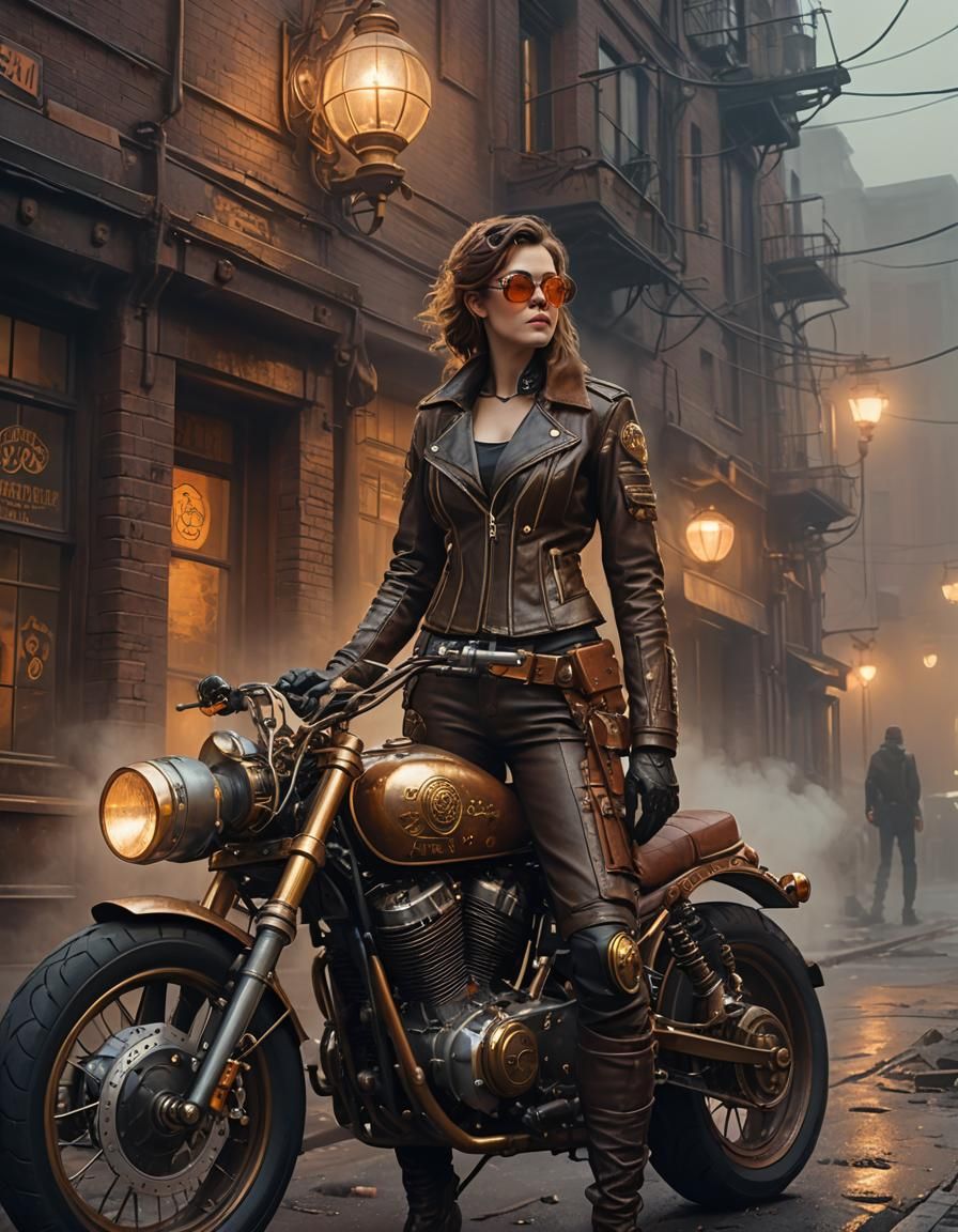 Steampunk biker girl