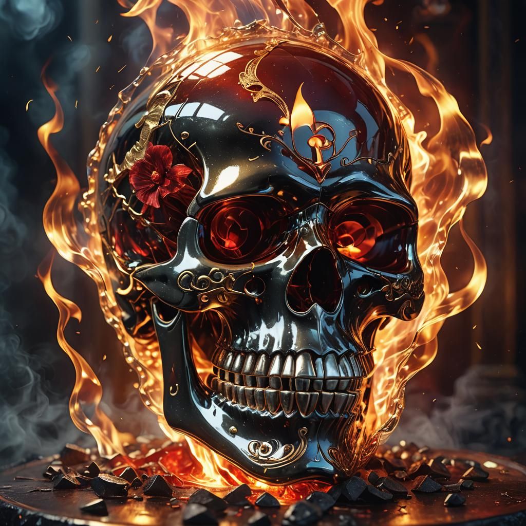 Glistening Skull with Music Note in Fantasycore Style