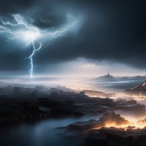 Epic Thunderstorm Digital Matte Painting