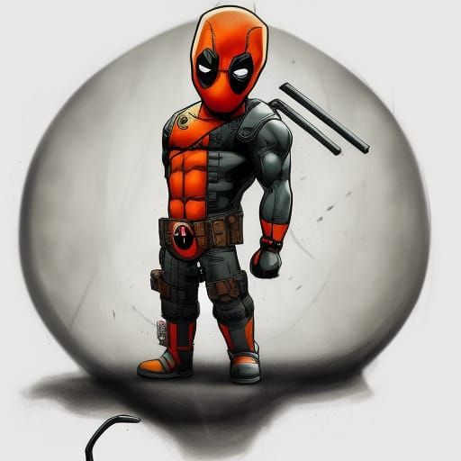 Chibi Deadpool Underground Concept Art in Comic Style