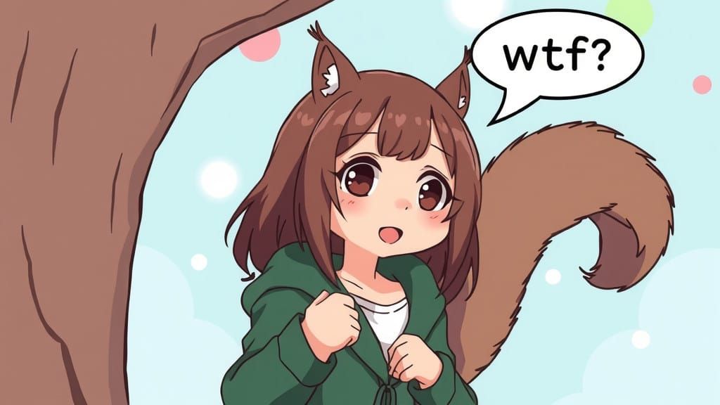 Chat bubble "I love squirrels" : reply chat bubble "wtf?" : ...