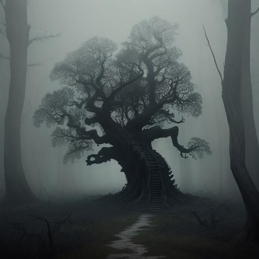 Mystical Skeleton in Moonlit Forest