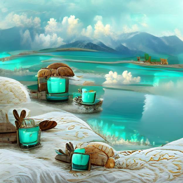 Turquoise Serenity: A Peaceful and Cozy Scene