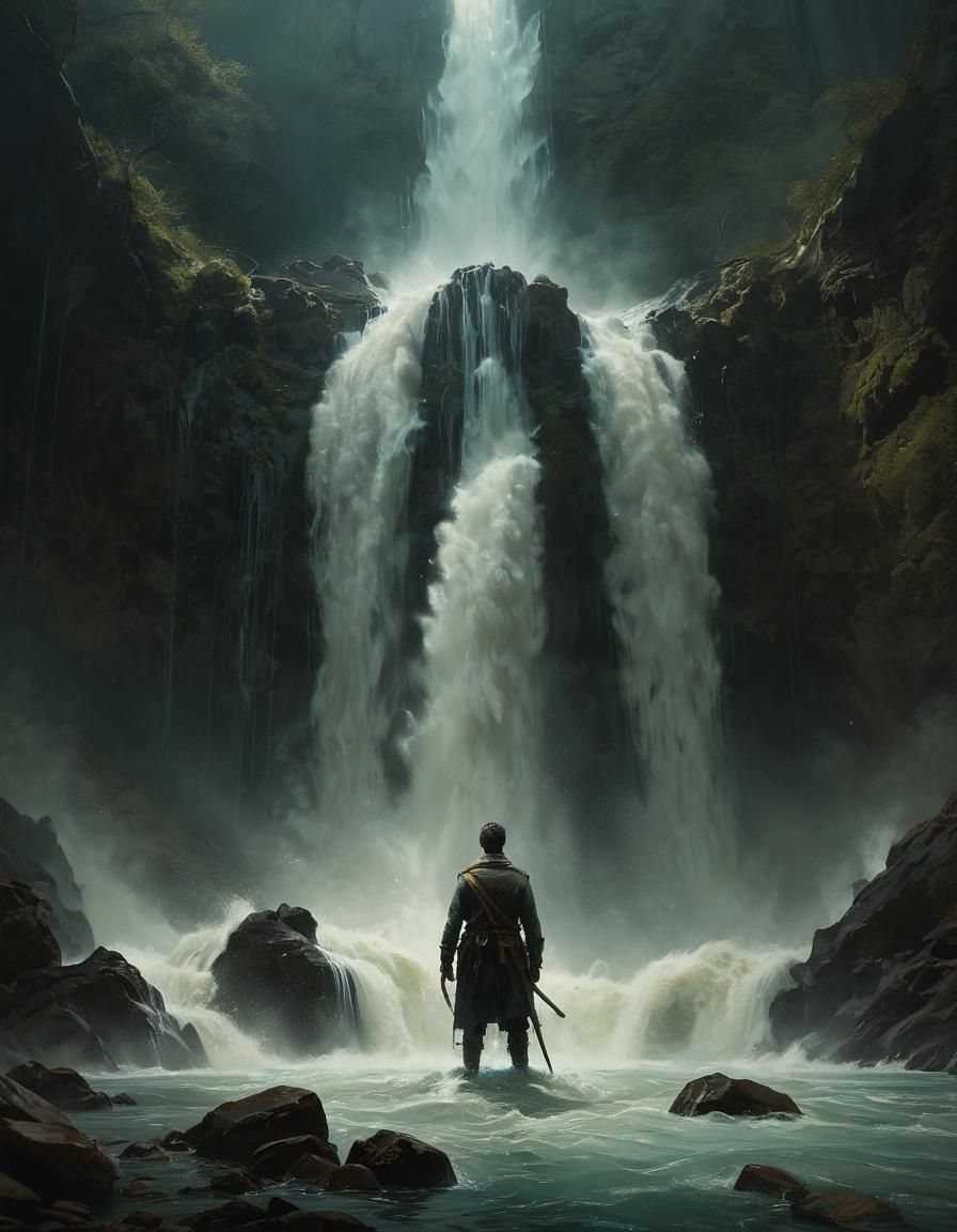 Water God Battles Impossible Waterfall Torrent