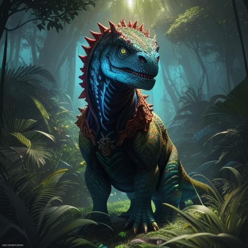 Apothecary Dinosaur in Anime Style Jungle
