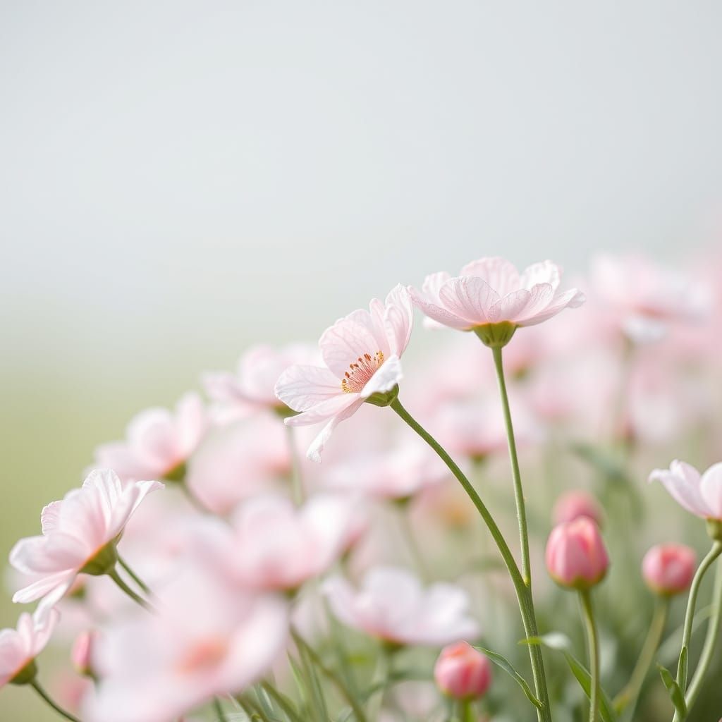 Whimsical Floral Landscape in Pastel Hues