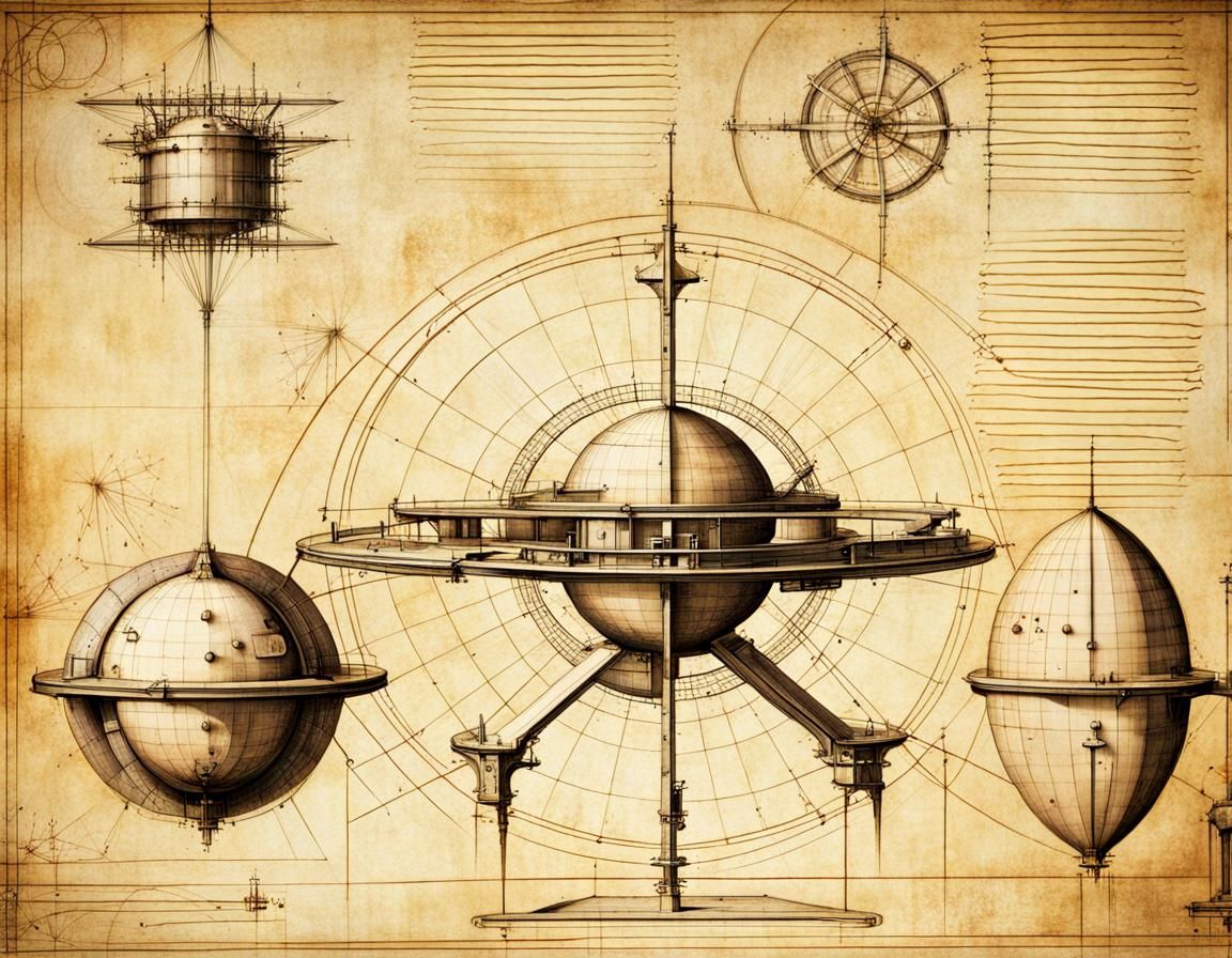 Futuristic Space Station in Da Vinci Style