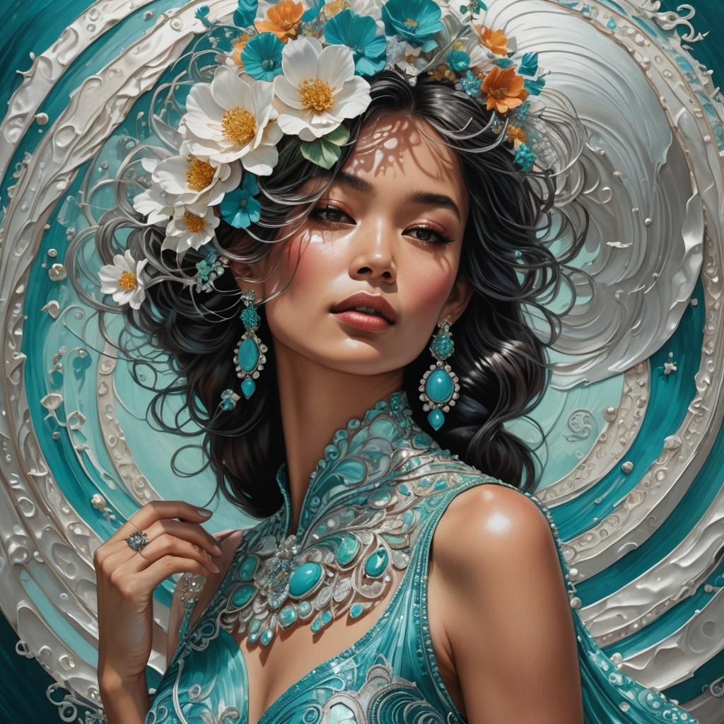 Fractal Art: Woman in Pearlescent Shell