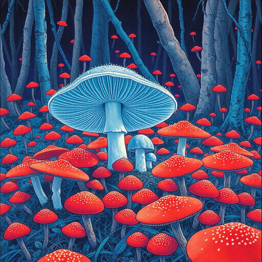 Hallucinatory Fungi Dream in Art Nouveau Style
