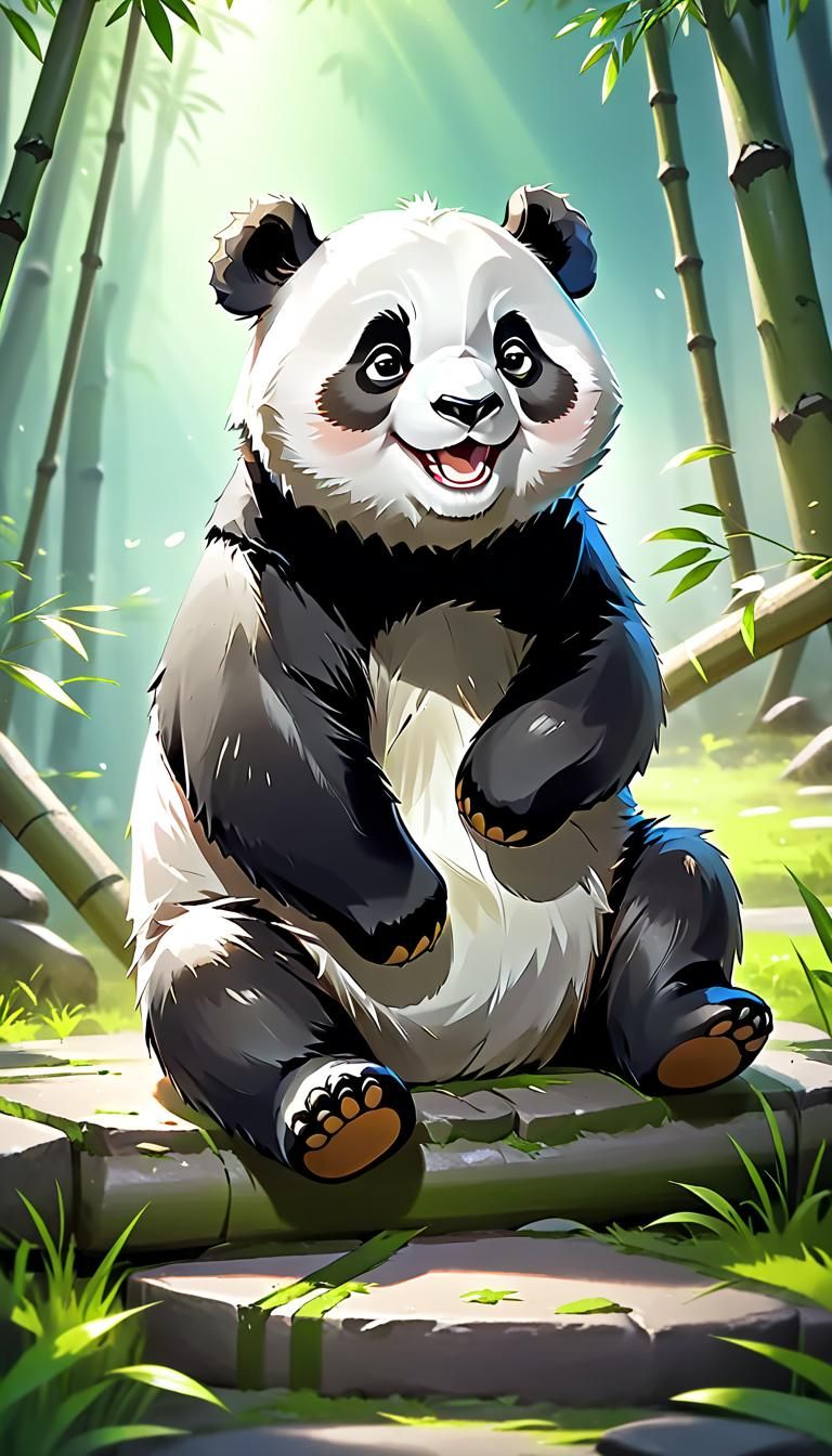 Happy Cute Panda Portrait