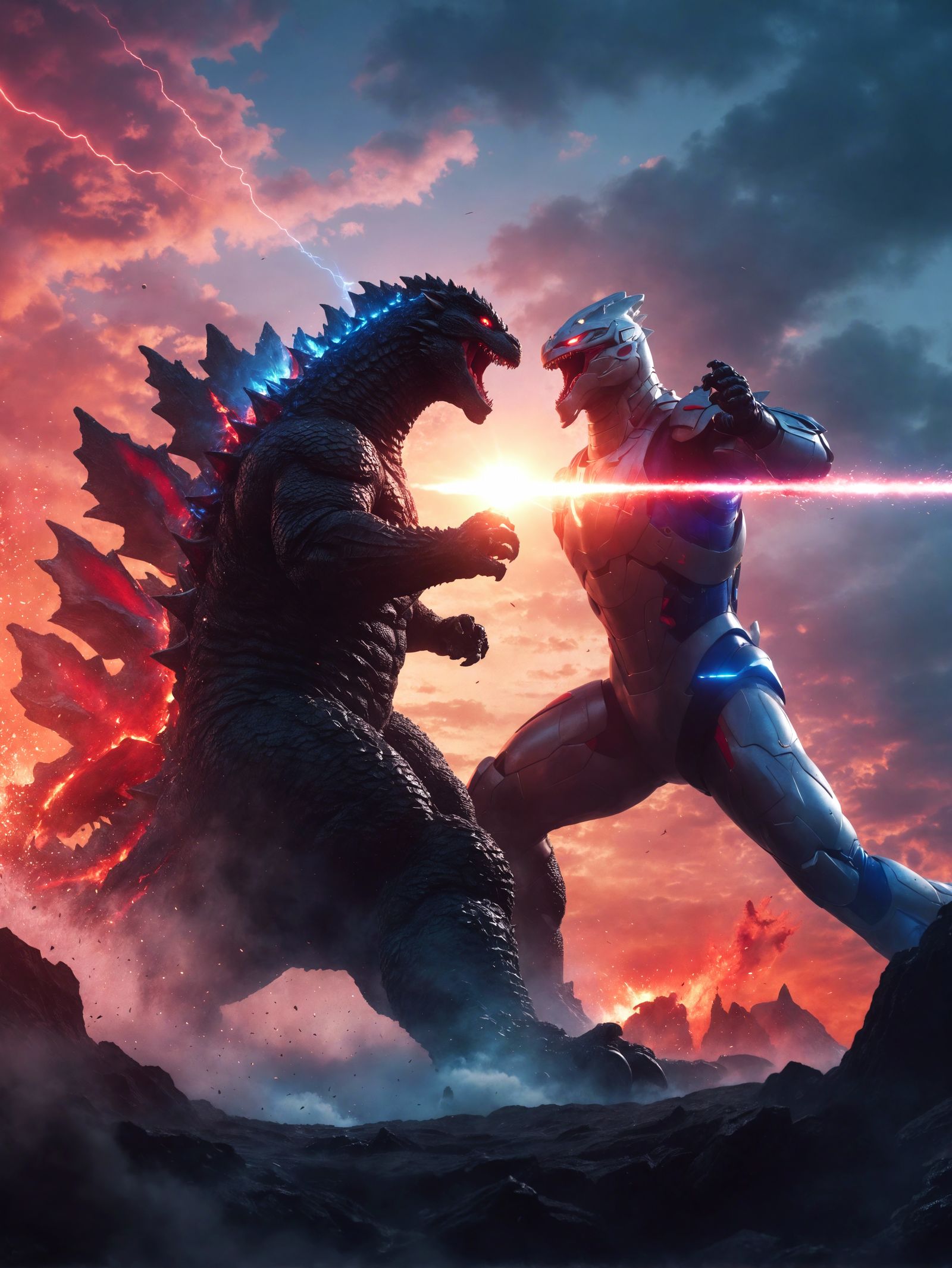 Godzilla vs Ultraman: Epic Clash in Splash Art