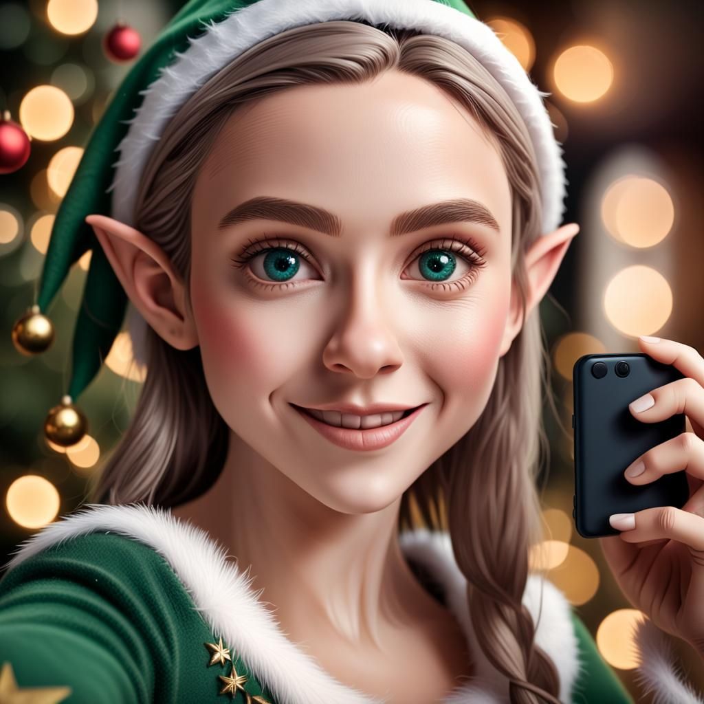 Happy Elf Selfie Photo with Christmas Feels