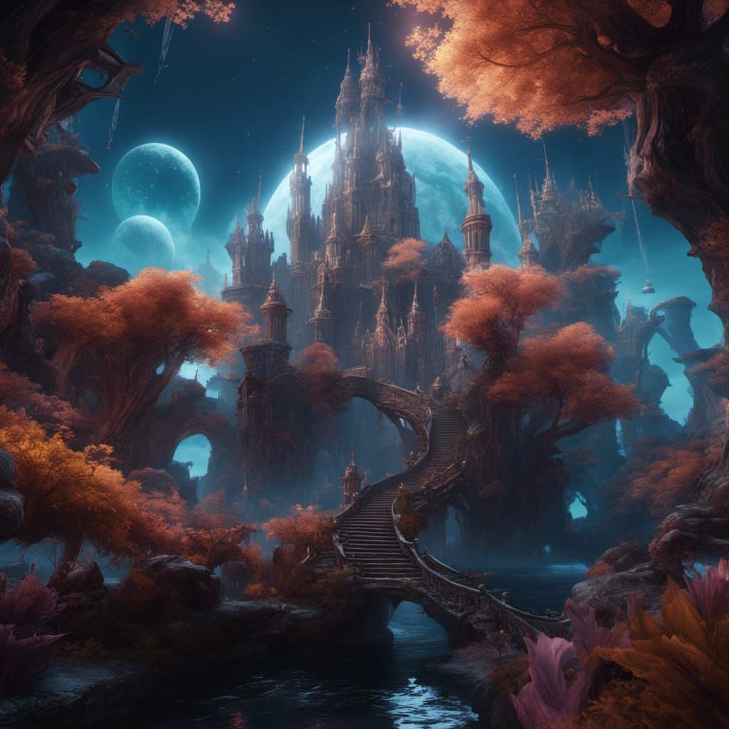 Fantastical Dreamscape Matte Painting in Deep Color
