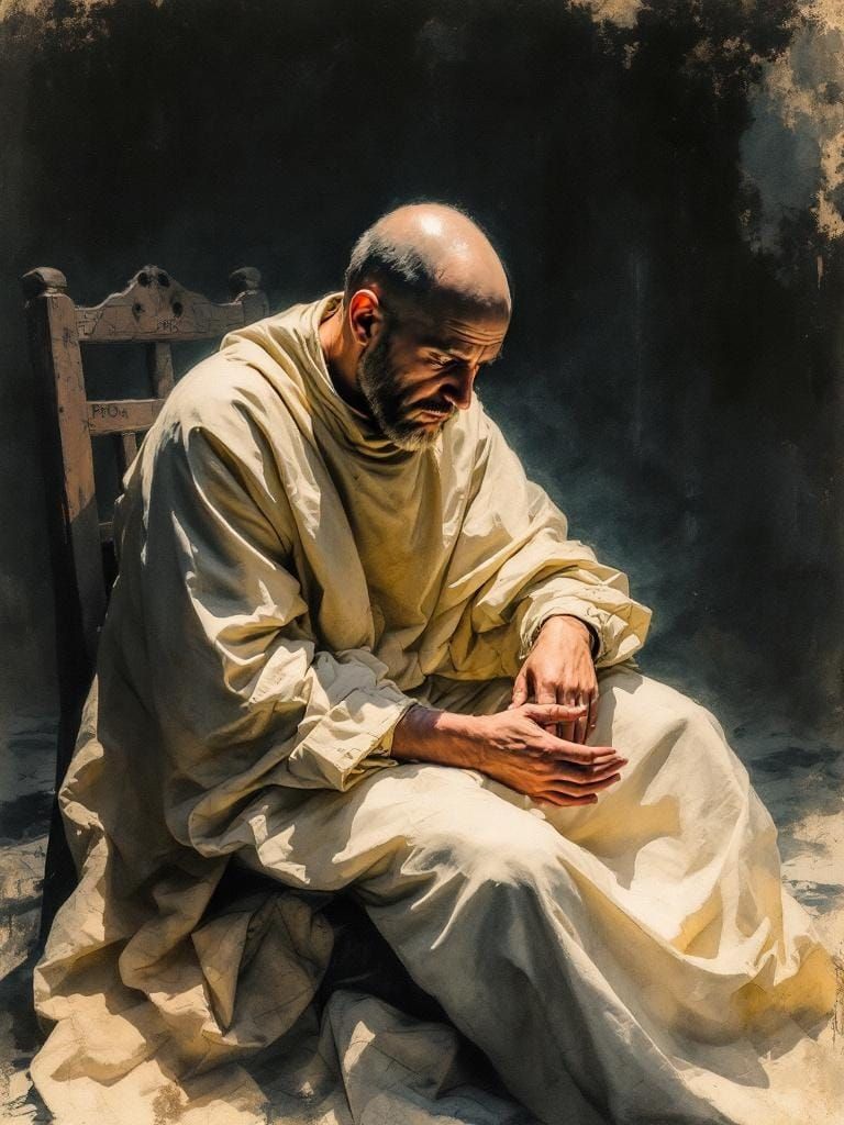 Contemplative Monk in Dramatic Chiaroscuro