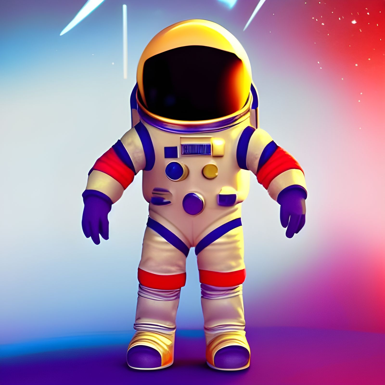 Astronaut in Gold Suit: Pixar-Style 3D Art