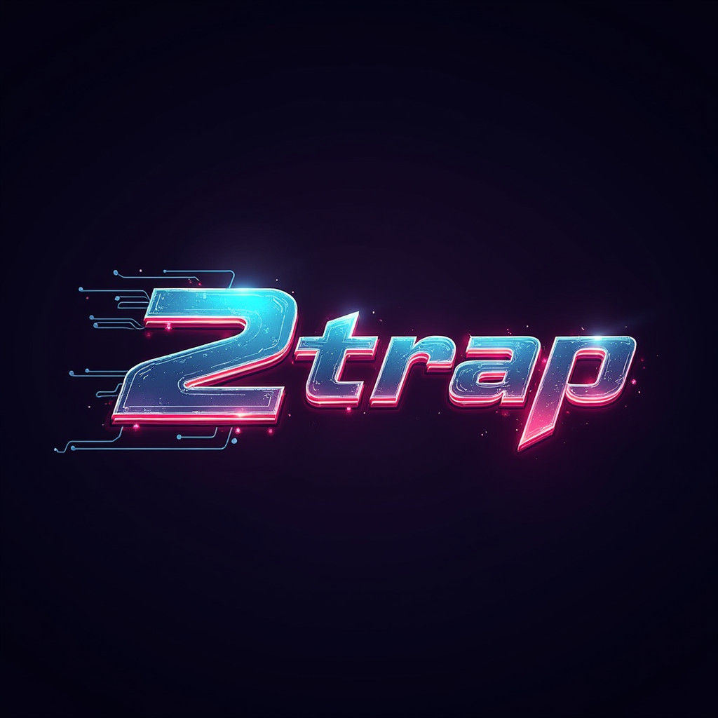 Cyberpunk Logo for "2trap" in Neon-Lit Style