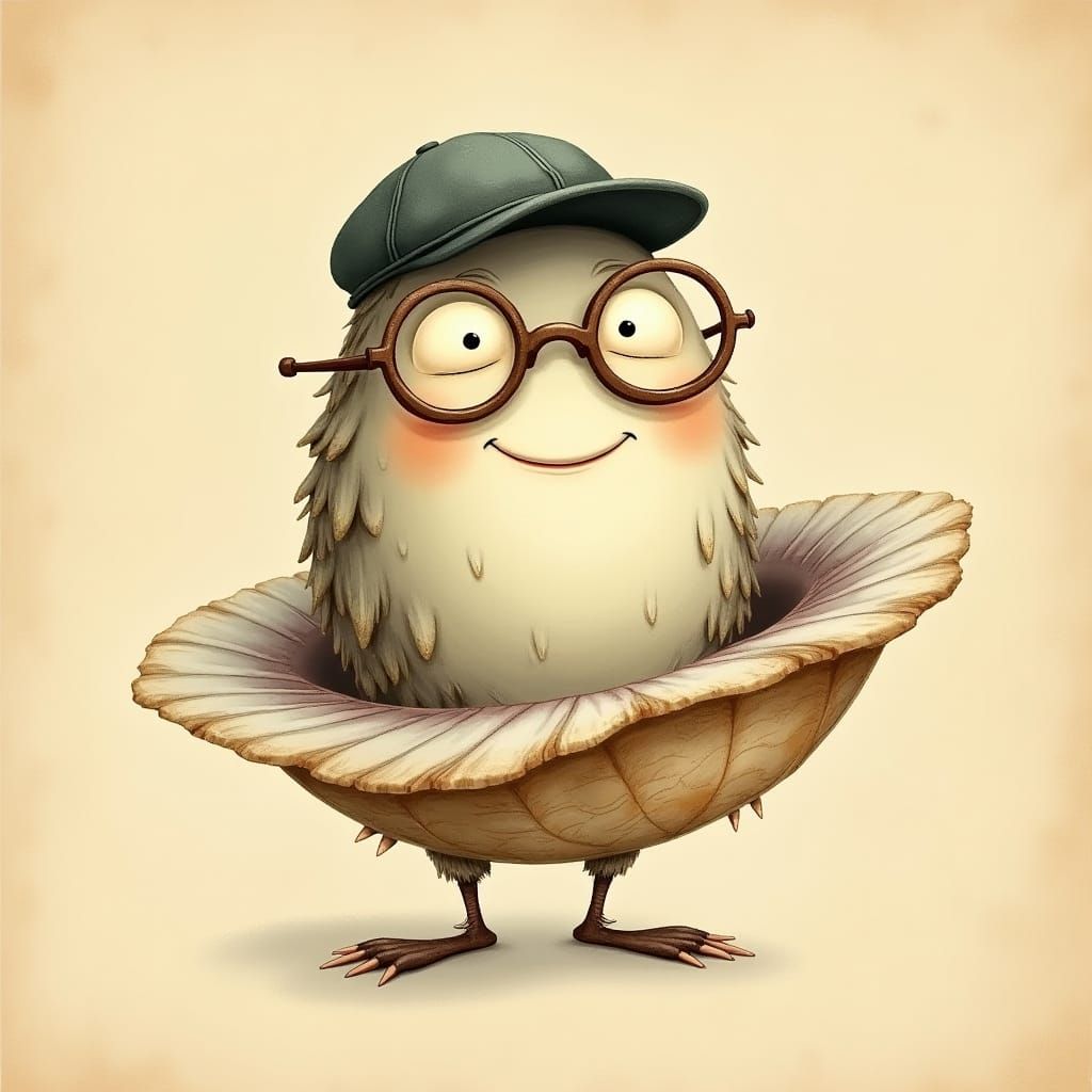 Smiling Oyster Illustration in Vintage Style