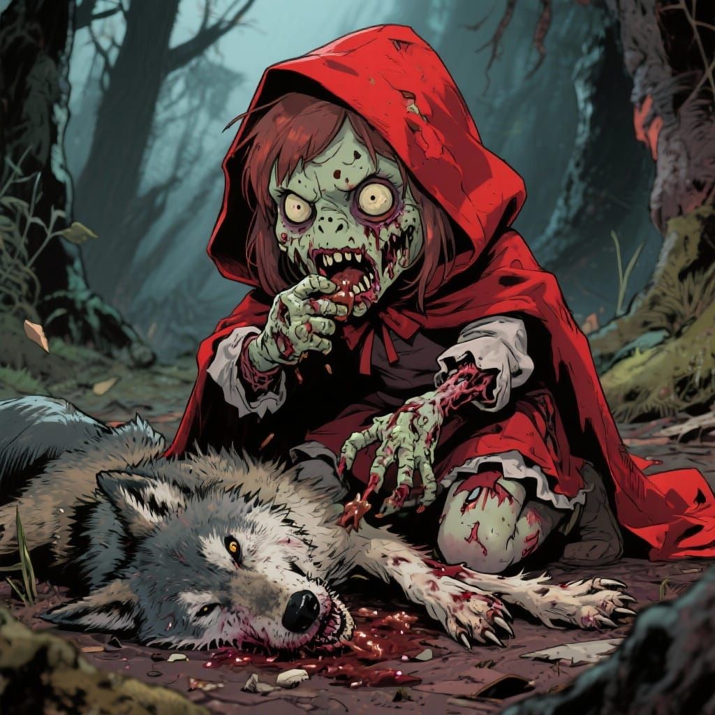Zombie Little Red Riding Hood Eats a Wolf