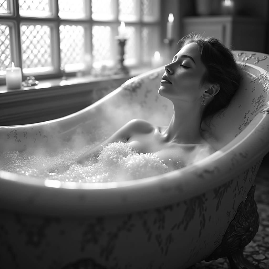 Luxurious Bath Scene in Art Nouveau Style