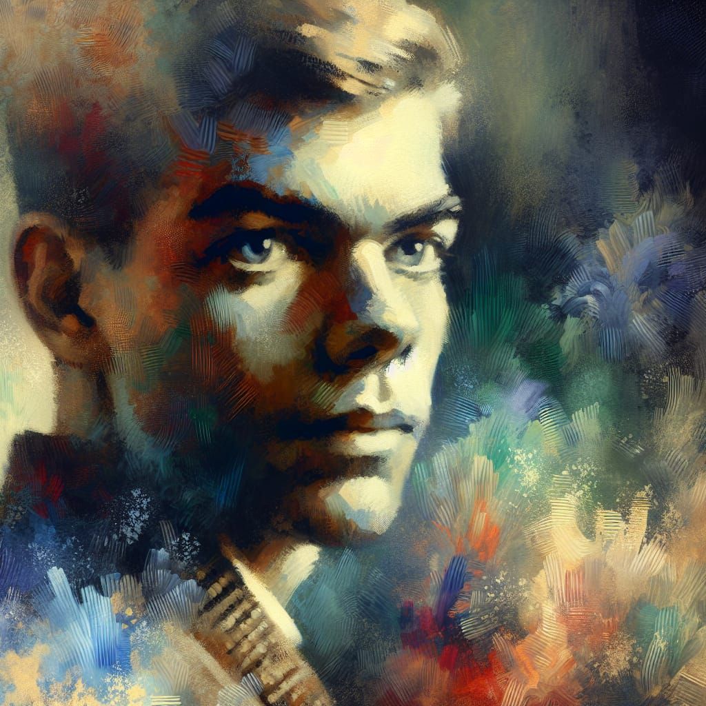 Emotionally Charged Portrait in Expressive Oil-Watercolor St...