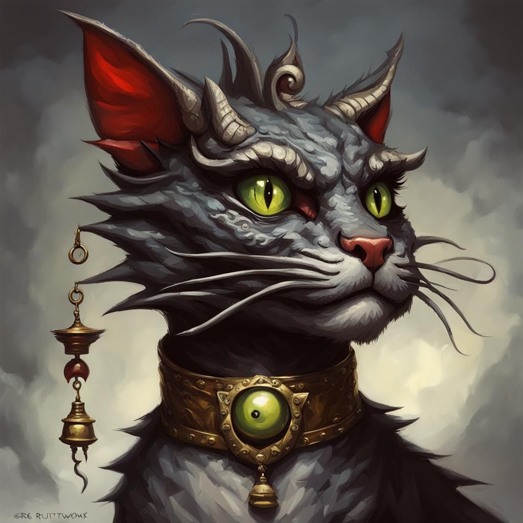 Cat Dragon with Collar and Bell
