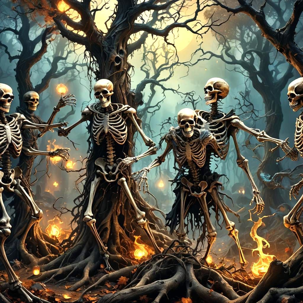 Hyperrealistic 3D Danse Macabre in Durer Style