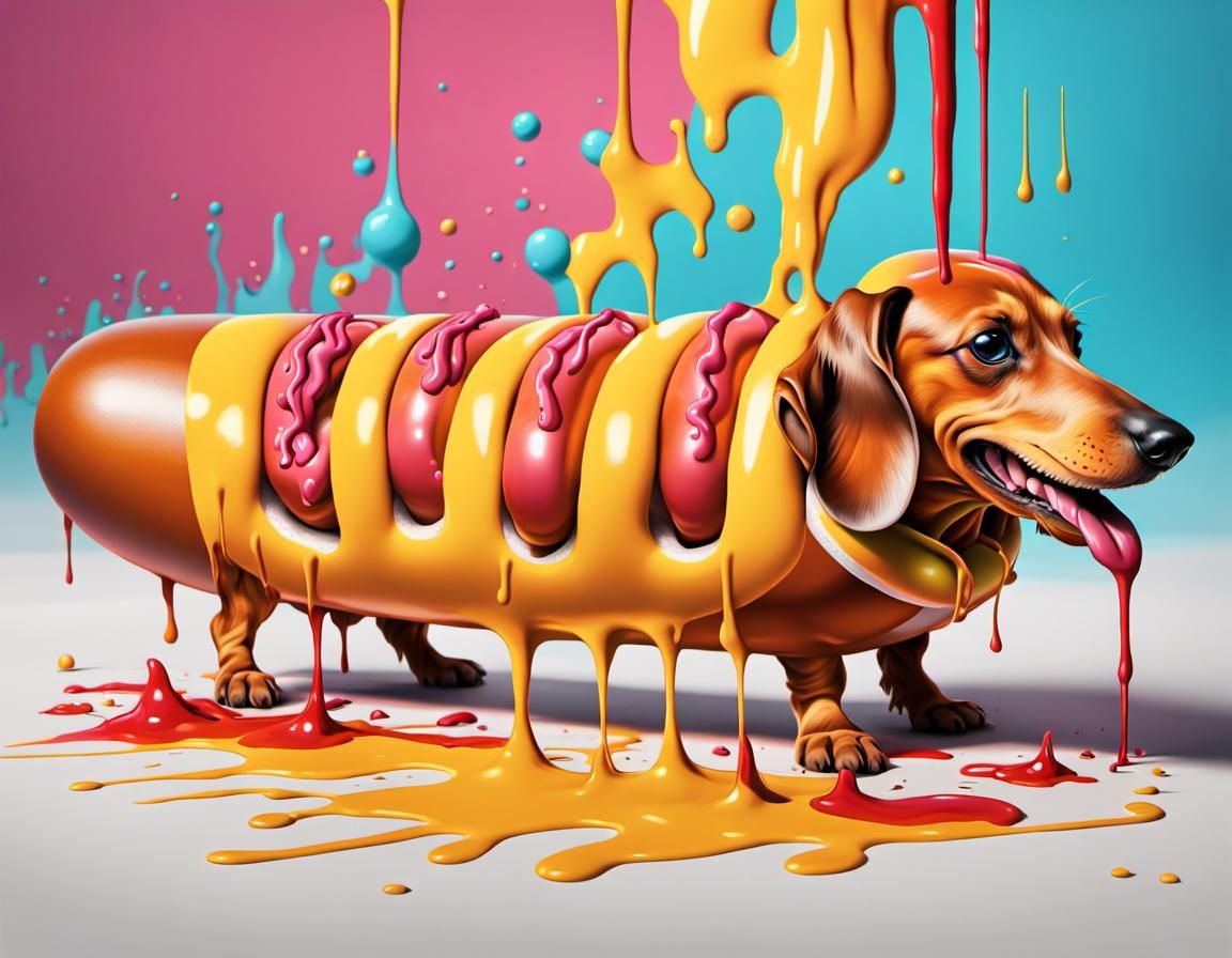 Dachshund Hot Dog Graffiti Art Splash