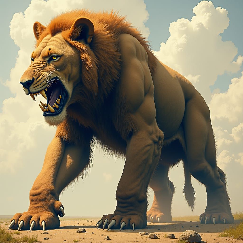 Majestic Hybrid Creature in Gustave Doré Style