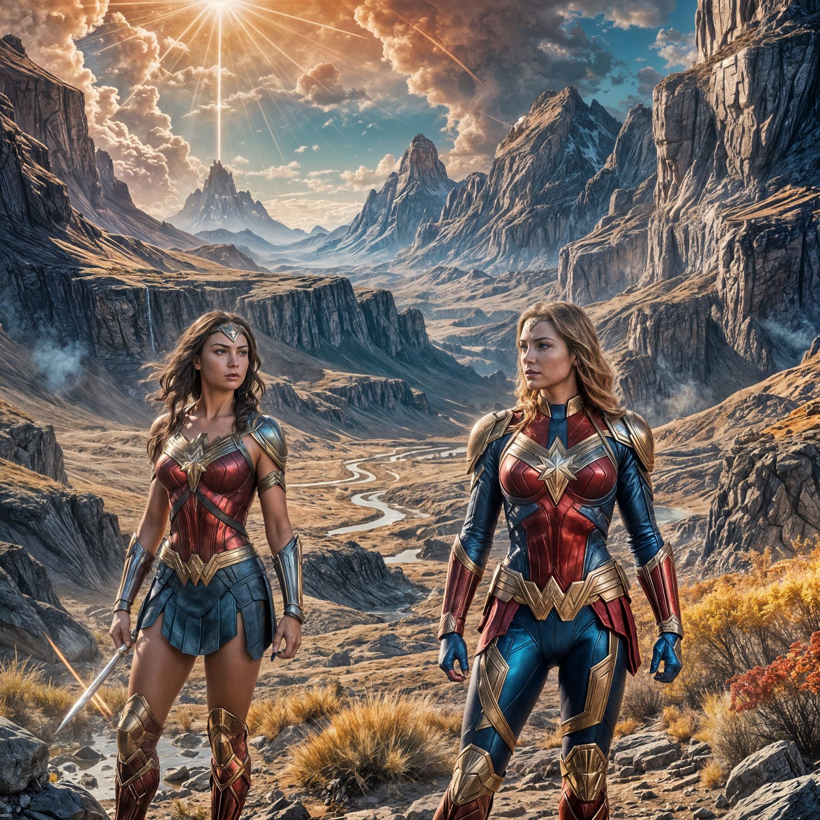 Wonder Woman and Captain Marvel in Fantasy Art
