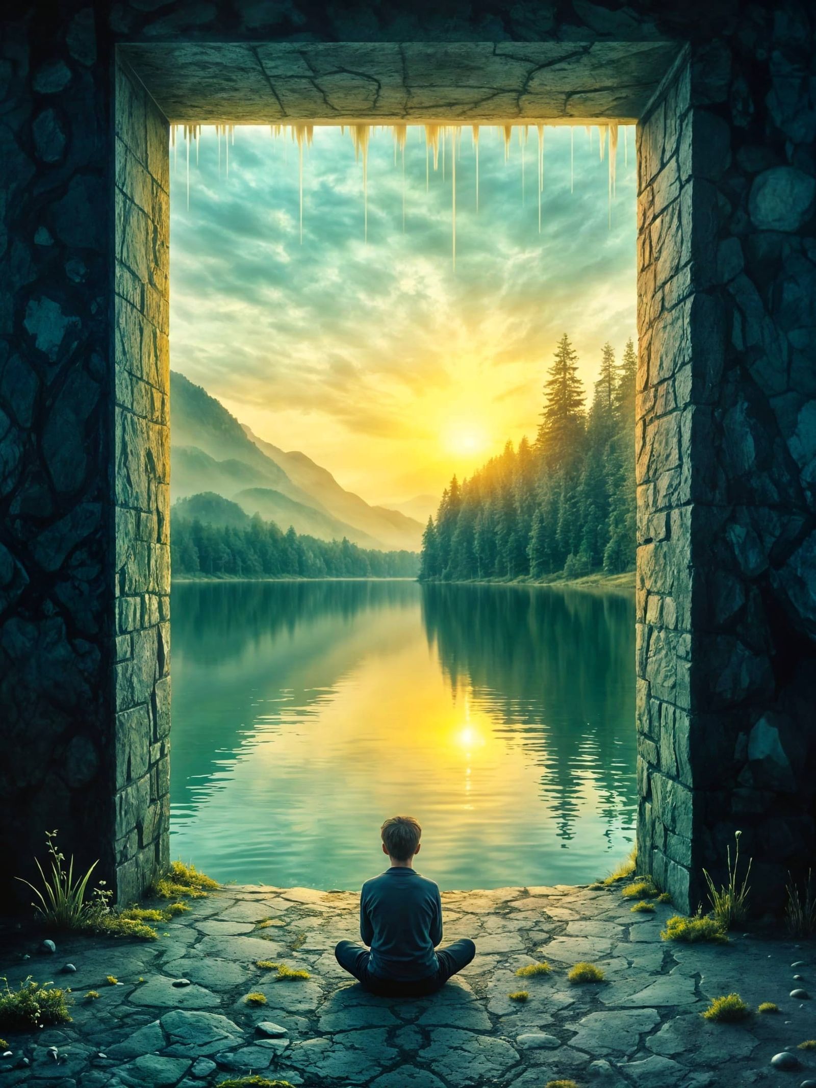 Surreal Lake Window to Abstract Reality