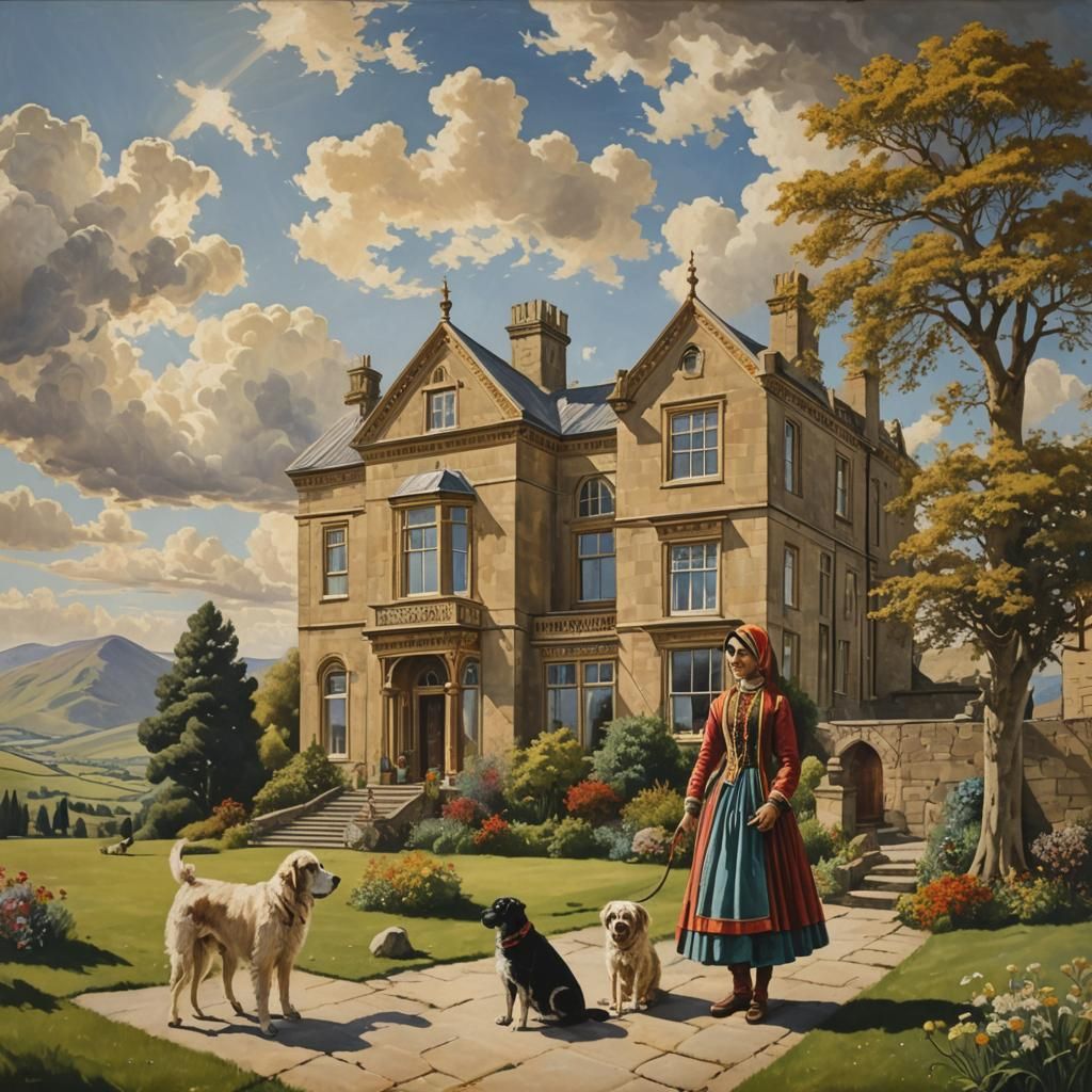 Yorkshire Dales House in Qajar Art Style