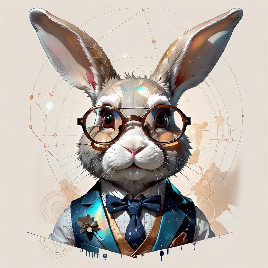 Anthropomorphic Rabbit in Waistcoat Digital Painting