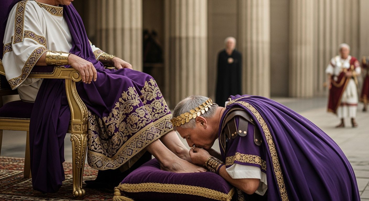 Roman Emperor in Gold Throne: Imperial Reverence