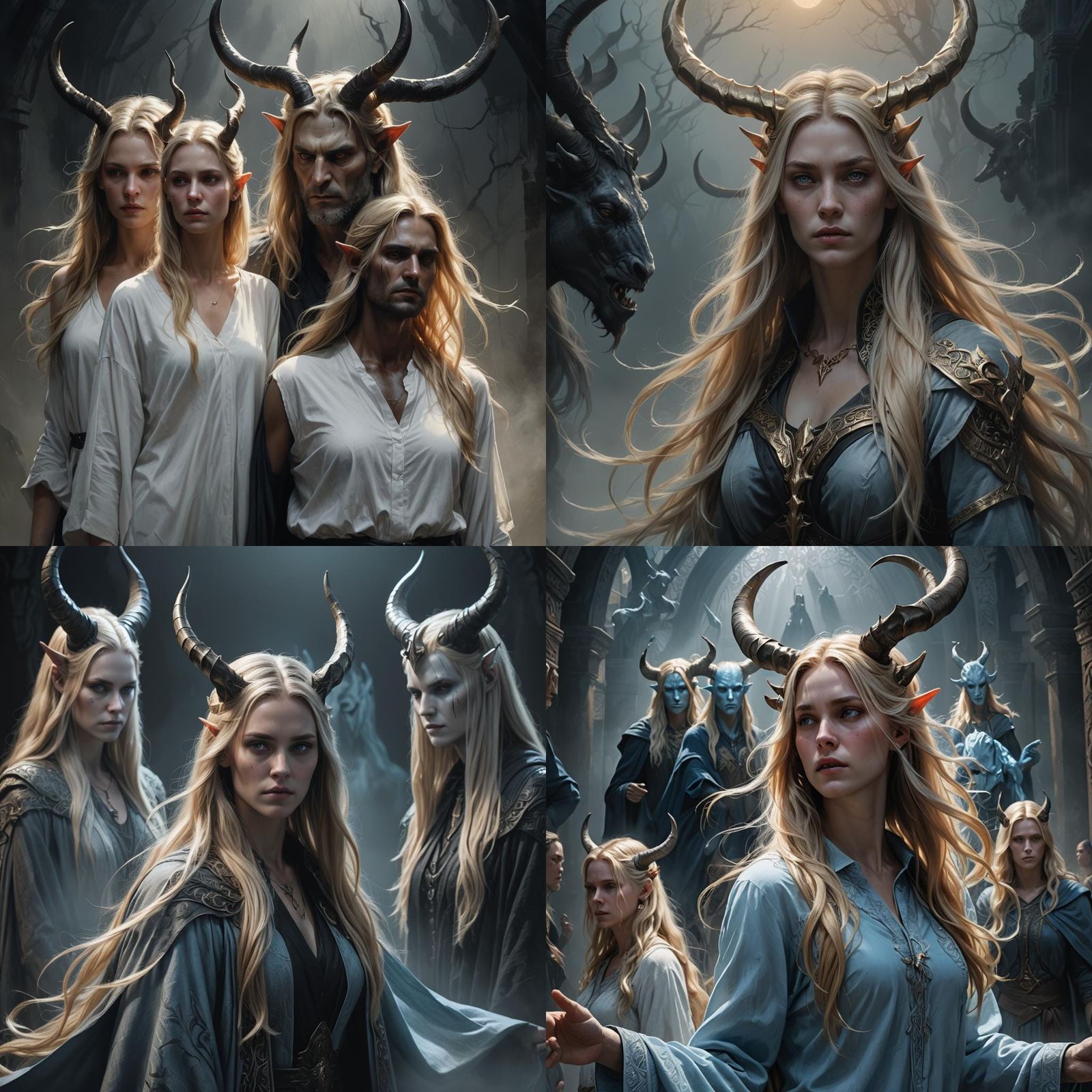 Mystical Horned Figure in Hyperrealistic Style