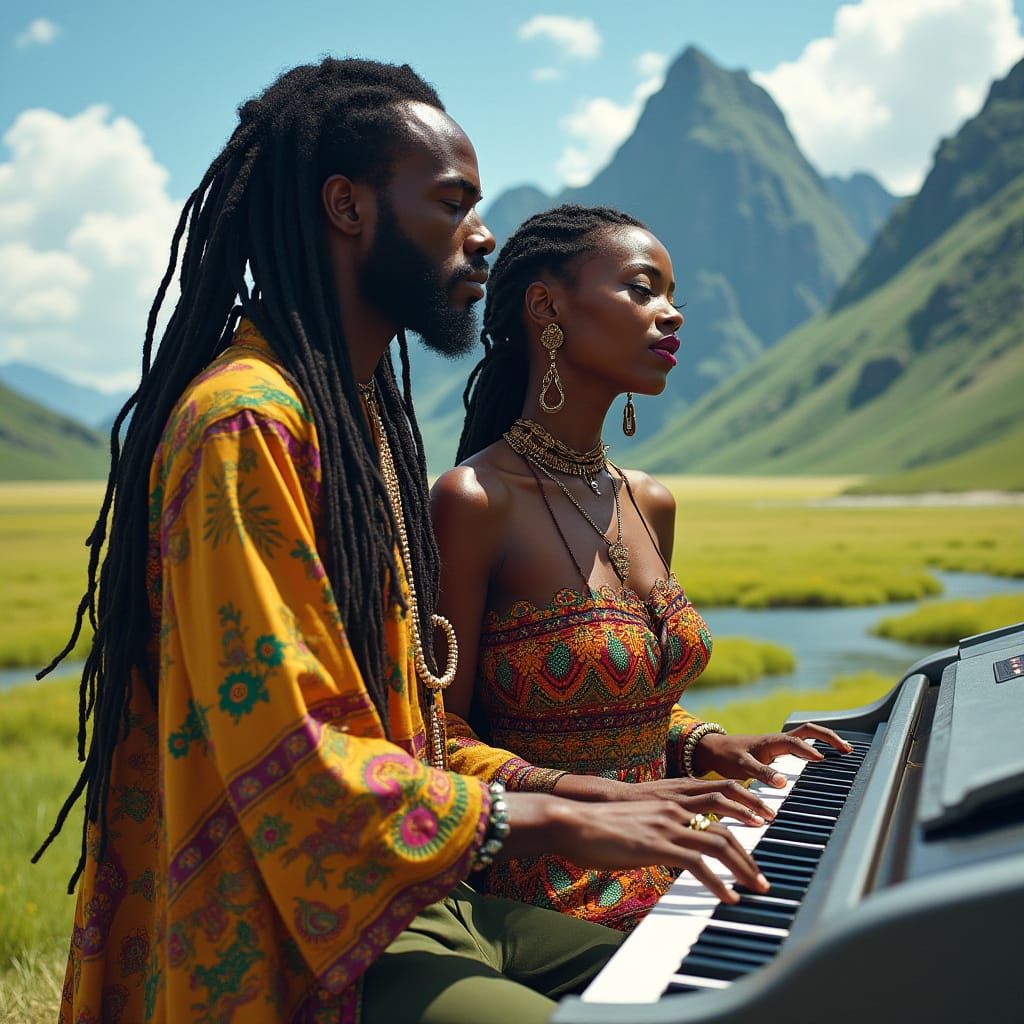 Vibrant Couple in Hyperrealistic Style