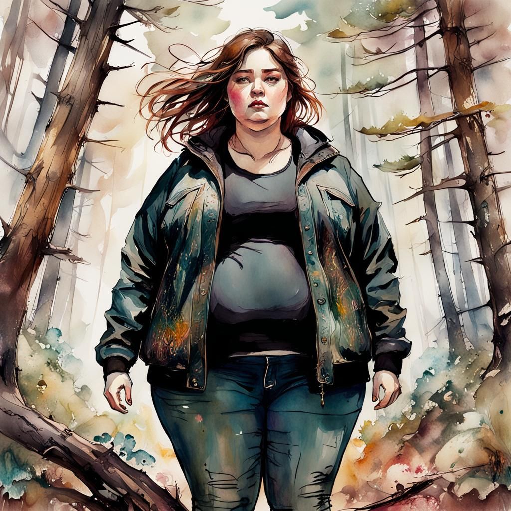 Stylized Watercolor Portrait of a Young Woman