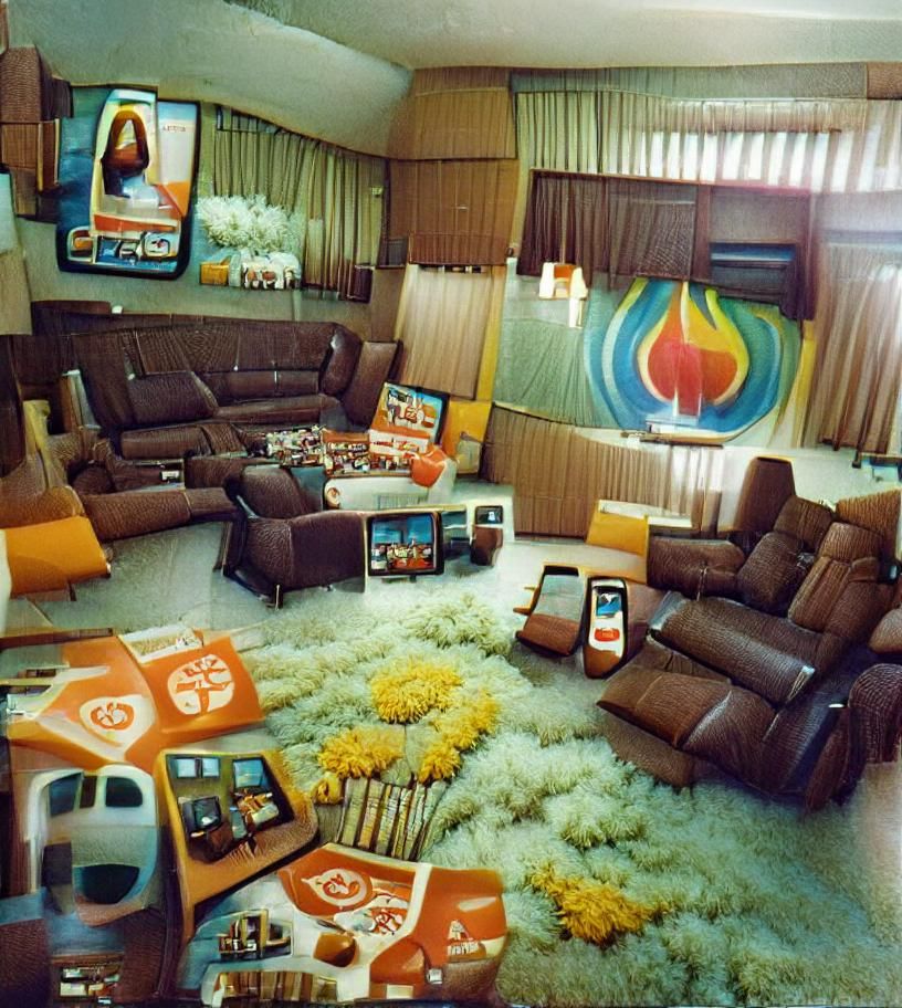 Vintage 1970s Living Room Interior Design
