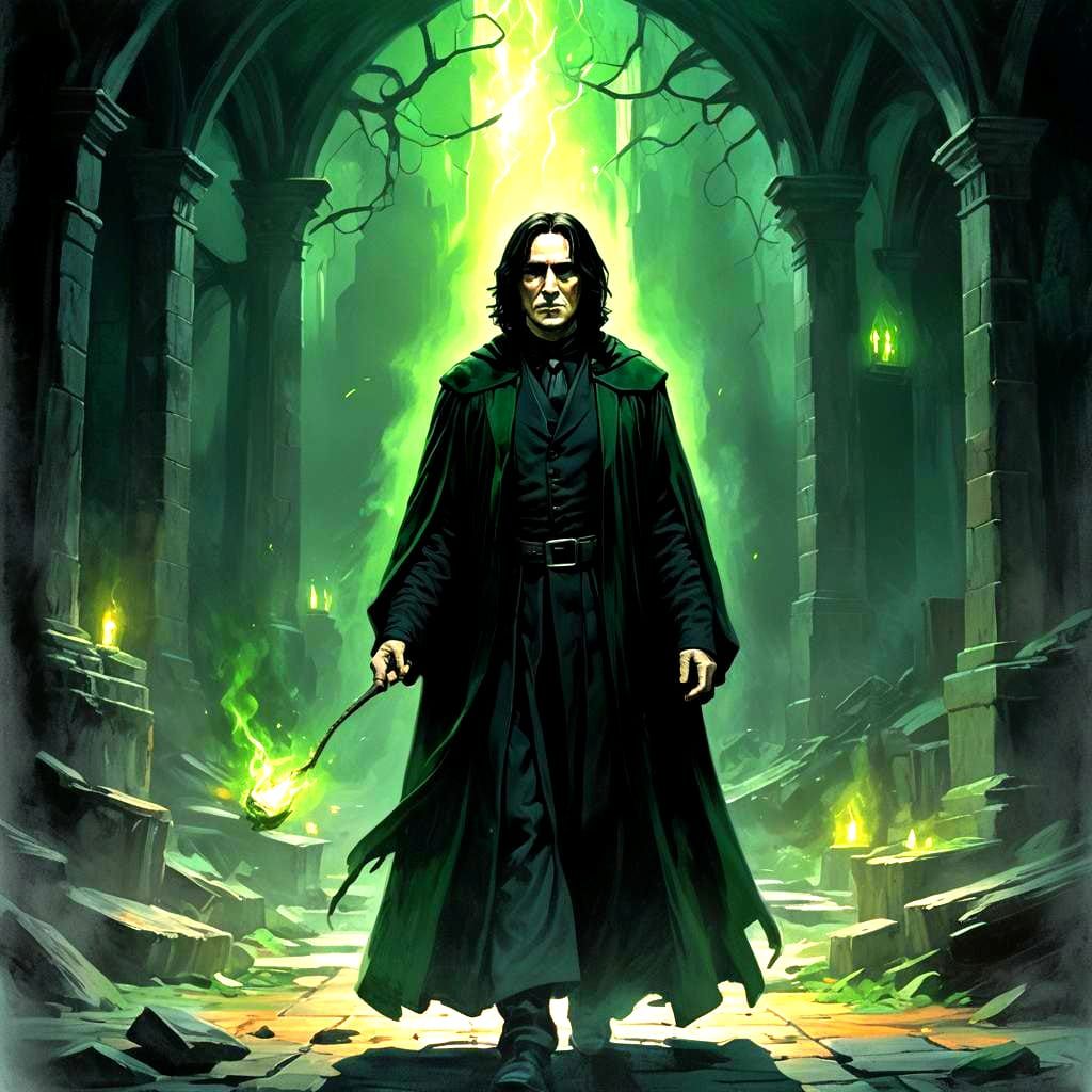 Severus Snape: Sorrow and Green Magic in Shadows