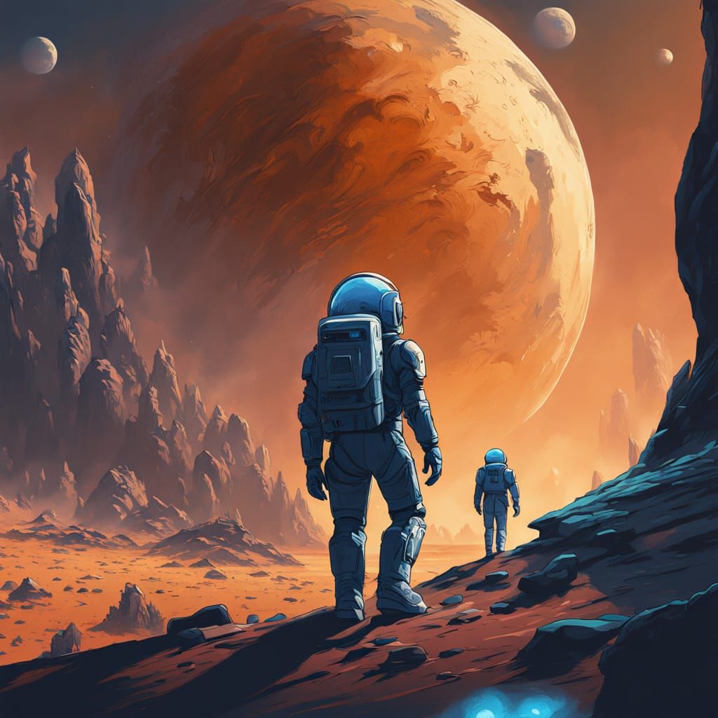 Children's Martian Adventure in Retro Space Suits