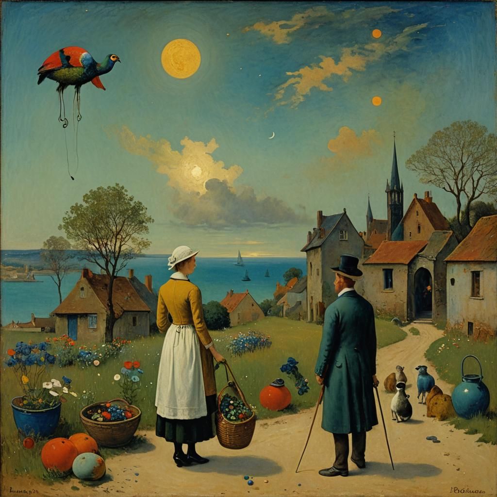 Surrealist Oil Painting in Magic Realism Style