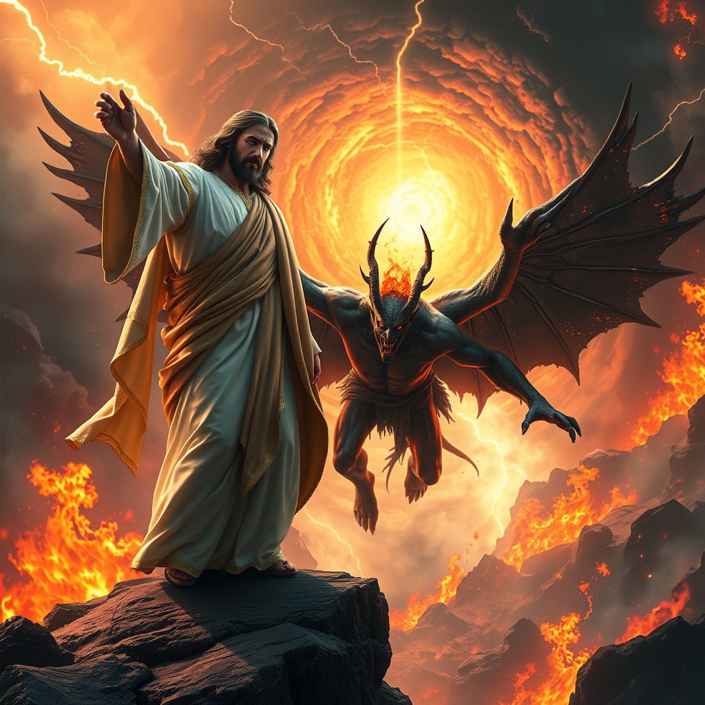 Jesus Casts Satan into Hell: A Dramatic Scene