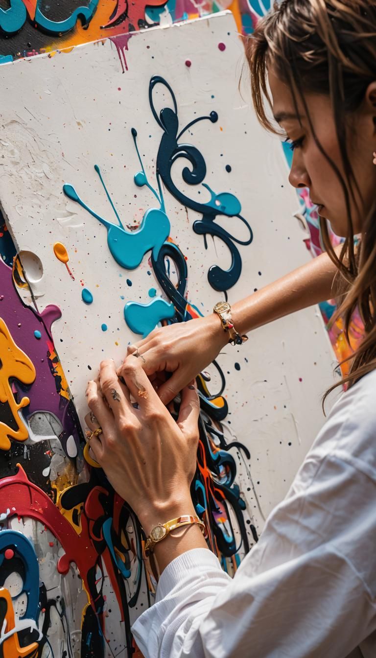 Graffiti Face with Abstract Calligraphy and Healing Magic